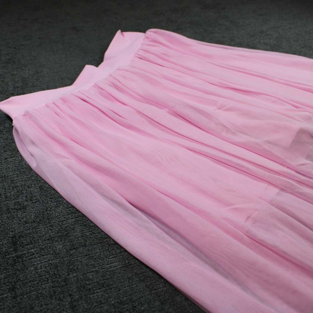 Pink Mesh Tulle Mini Skirt Wide Elastic Waist Layered Sheer Size L